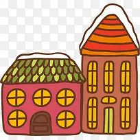 冬天卡通多彩房屋-空若网 冬天卡通多彩房屋-空若网