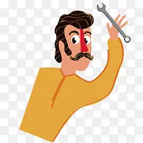 扳手师傅卡通可爱劳动人物素材-空若网 扳手师傅卡通可爱劳动人物素材-空若网