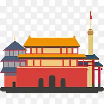 扁平化古风建筑物设计-空若网 扁平化古风建筑物设计-空若网