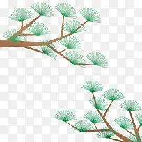 卡通绿色叶子树枝装饰-空若网 卡通绿色叶子树枝装饰-空若网