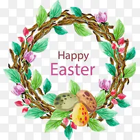 复活节快乐草环装饰-空若网 复活节快乐草环装饰-空若网