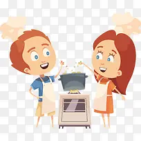 男孩和女孩烹饪食物-空若网 男孩和女孩烹饪食物-空若网
