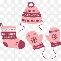 粉红色冬天手套帽子-空若网 粉红色冬天手套帽子-空若网