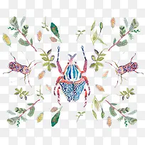 彩会昆虫花纹背景-空若网 彩会昆虫花纹背景-空若网