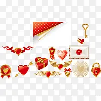 金色爱情元素矢量素材,-空若网 金色爱情元素矢量素材,-空若网