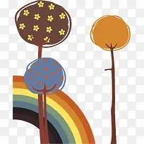 卡通手绘可爱小树彩虹-空若网 卡通手绘可爱小树彩虹-空若网