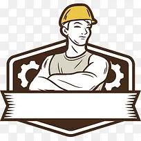五一手绘劳动生产工人标贴矢量素-空若网 五一手绘劳动生产工人标贴矢量素-空若网