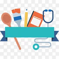 卡通劳动生产工具标贴矢量素材-空若网 卡通劳动生产工具标贴矢量素材-空若网