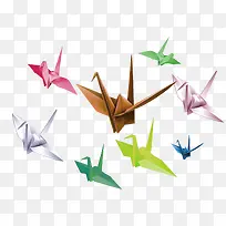 多彩清新千纸鹤漂浮素材-空若网 多彩清新千纸鹤漂浮素材-空若网