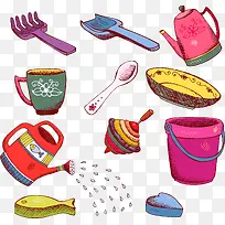 矢量卡通居家工具水壶素材-空若网 矢量卡通居家工具水壶素材-空若网