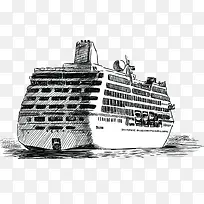 手绘黑色轮船素材-空若网 手绘黑色轮船素材-空若网