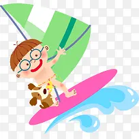 手绘冲浪男孩-空若网 手绘冲浪男孩-空若网