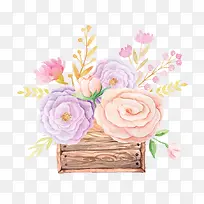 水彩画花篮-空若网 水彩画花篮-空若网
