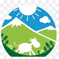 矢量简约青山牛羊-空若网 矢量简约青山牛羊-空若网