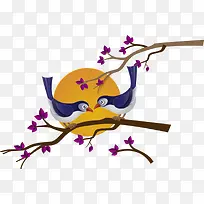 ʸÁ¿Ê÷Ö¦ÉϵÄÄñ¶ùÓëÔÂÁÁ-¿ÕÈôÍø ʸÁ¿Ê÷Ö¦ÉϵÄÄñ¶ùÓëÔÂÁÁ-¿ÕÈôÍø