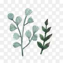 卡通绿色水彩绘树枝-空若网 卡通绿色水彩绘树枝-空若网