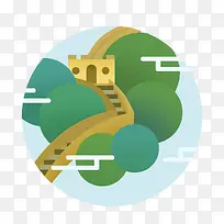 手绘卡通扁平化北京长城-空若网 手绘卡通扁平化北京长城-空若网