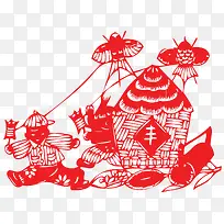 红色剪纸免抠下载-空若网 红色剪纸免抠下载-空若网