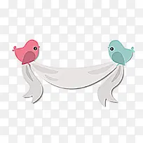 卡通手绘两只小鸟丝带边框-空若网 卡通手绘两只小鸟丝带边框-空若网