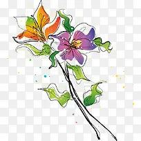 素描百合花可爱png矢量素材-空若网 素描百合花可爱png矢量素材-空若网