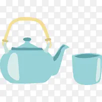 卡通蓝色茶壶杯子-空若网 卡通蓝色茶壶杯子-空若网