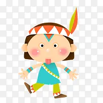 印地安小孩矢量素材-空若网 印地安小孩矢量素材-空若网