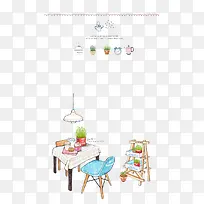 手绘桌椅-空若网 手绘桌椅-空若网