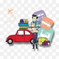 春运卡通手绘场景psd分层图-空若网 春运卡通手绘场景psd分层图-空若网