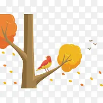 秋季落叶树枝小鸟-空若网 秋季落叶树枝小鸟-空若网