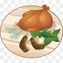 卡通鸡肉香菇药材矢量图-空若网 卡通鸡肉香菇药材矢量图-空若网