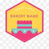 粉色多边形蛋糕标签-空若网 粉色多边形蛋糕标签-空若网