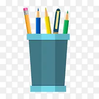 扁平化笔筒设计矢量图-空若网 扁平化笔筒设计矢量图-空若网