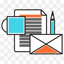 手绘扁平化记录本笔-空若网 手绘扁平化记录本笔-空若网