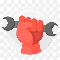 劳动图标手举扳手元素矢量素材-空若网 劳动图标手举扳手元素矢量素材-空若网