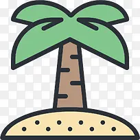 手绘卡通椰子树-空若网 手绘卡通椰子树-空若网