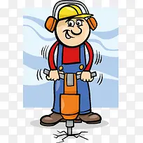 手绘卡通建筑工人电锤施工设计素-空若网 手绘卡通建筑工人电锤施工设计素-空若网
