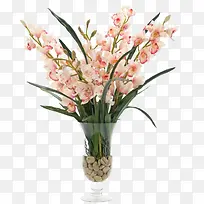 粉红蝴蝶花装饰玻璃花瓶软装摆设-空若网 粉红蝴蝶花装饰玻璃花瓶软装摆设-空若网