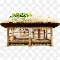 茅草房子彩绘形象食物玉米木板-空若网 茅草房子彩绘形象食物玉米木板-空若网