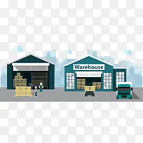 卡通物流仓库矢量-空若网 卡通物流仓库矢量-空若网