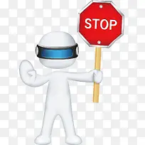 小白人手举stop标牌-空若网 小白人手举stop标牌-空若网