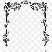 黑色法式花卉边框PNG图片-空若网 黑色法式花卉边框PNG图片-空若网