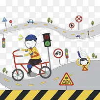 安全教育手绘卡通交通安全出行图-空若网 安全教育手绘卡通交通安全出行图-空若网