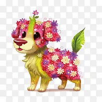 矢量卡通鲜花小狗-空若网 矢量卡通鲜花小狗-空若网