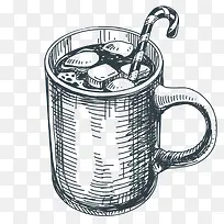 手绘杯子里的冰块-空若网 手绘杯子里的冰块-空若网