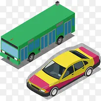 手绘绿色黄色卡通车辆设计素材-空若网 手绘绿色黄色卡通车辆设计素材-空若网
