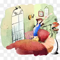 卡通伸懒腰插画-空若网 卡通伸懒腰插画-空若网