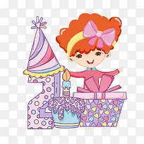 生日礼物与女孩矢量图-空若网 生日礼物与女孩矢量图-空若网