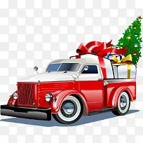 圣诞节红色卡通卡车-空若网 圣诞节红色卡通卡车-空若网