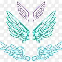 彩色翅膀矢量素材-空若网 彩色翅膀矢量素材-空若网