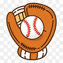 手绘卡通棒球手套和棒球-空若网 手绘卡通棒球手套和棒球-空若网